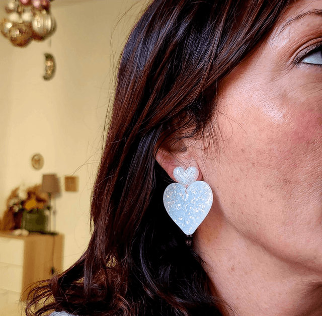 Pendants double cœurs opale 